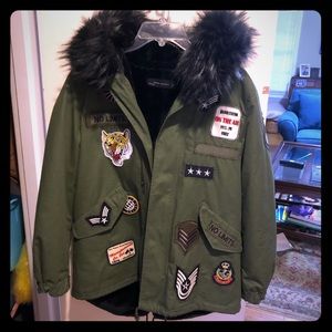 ZARA WOMEN military style coat with hood